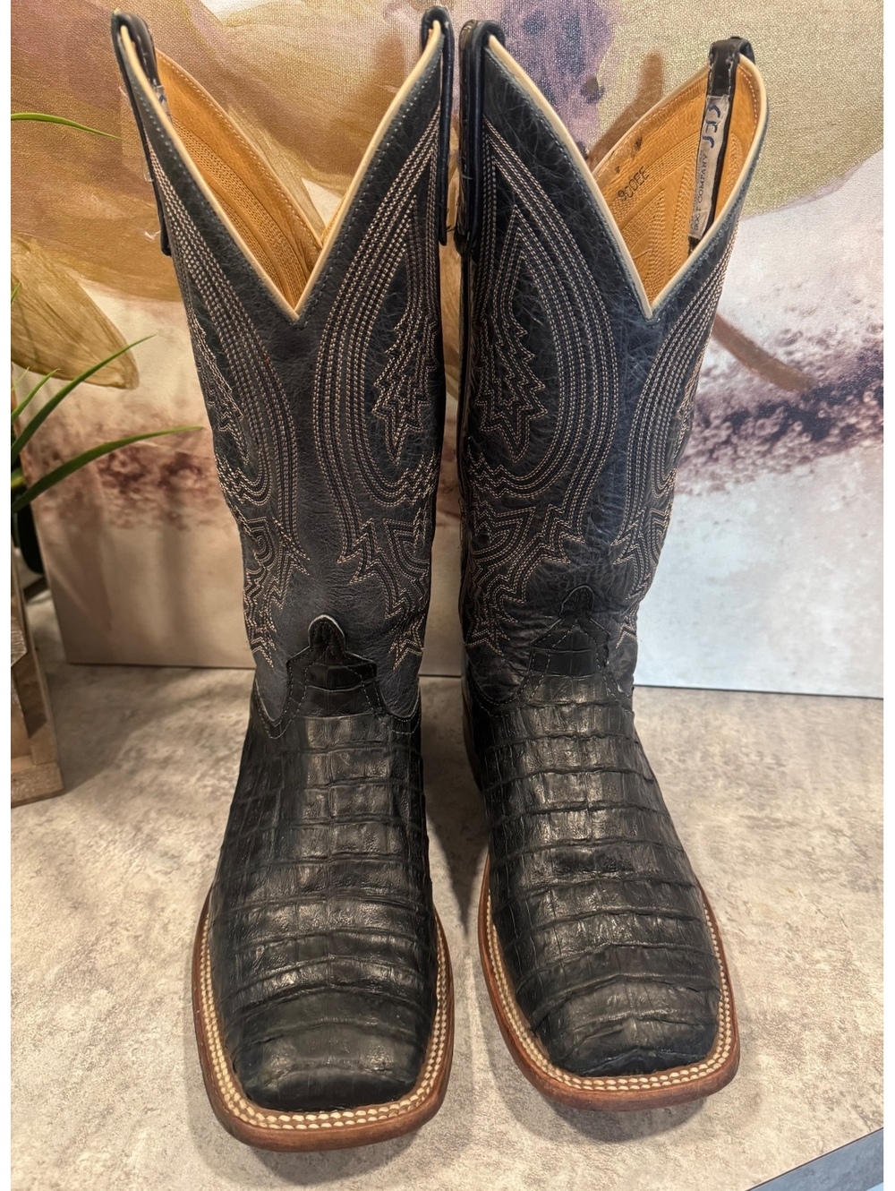 Anderson Bean Men’s Black Caiman Boots  Size 9 EE
